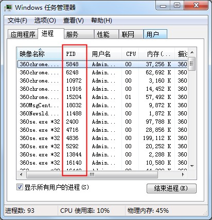 Win7系统如何查看任务管理器PID